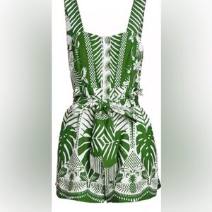 Green Tropical Print Romper